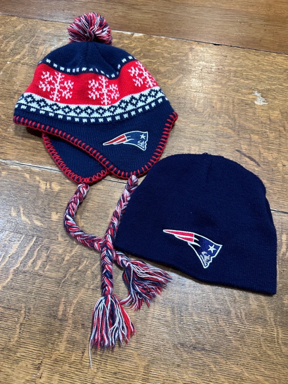 New England Patriots Navy & Red Knit Beanie Duo